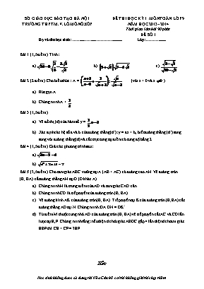 Đề thi học kỳ 1 môn Toán Lớp 9 - Năm học 2013-2014